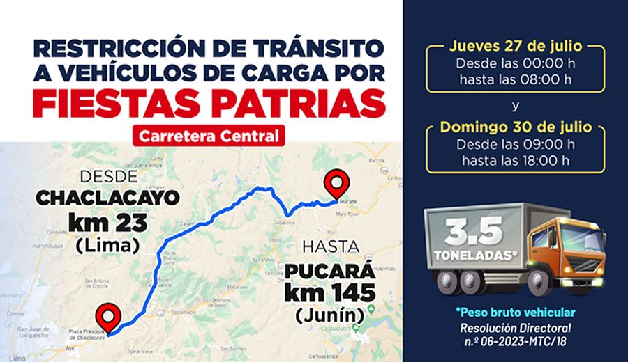 Conozca las restricciones de tránsito en la Carretera Central para ...