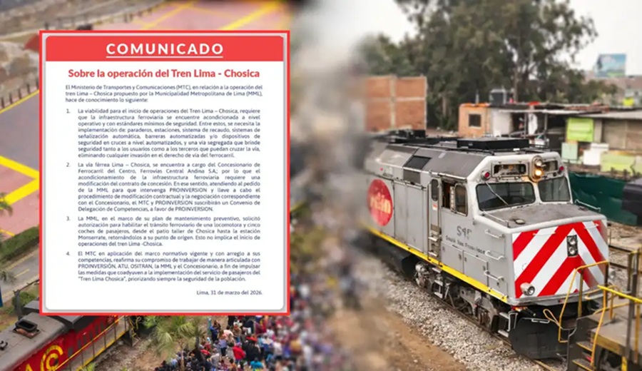 Tren Lima - Chosica MTC aclara que aún no ha autorizado el inicio de operaciones tras falta de requisitos técnicos e infraestructura