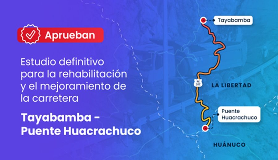 Aprueban estudio definitivo para la rehabilitación y mejoramiento de la Carretera Tayabamba – Puente Huacrachuco