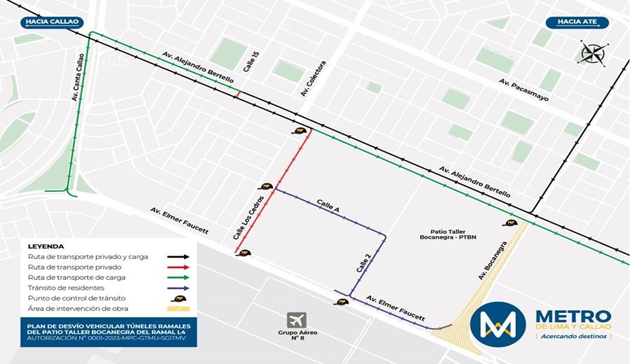 Metro de Lima y Callao: desde lunes 14 habrá desvío vehicular por patio taller Bocanegra