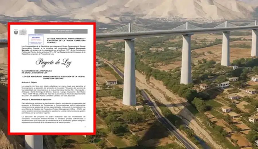 Nueva Carretera Central Proyecto de Ley propone financiamiento exclusivamente con fondos públicos