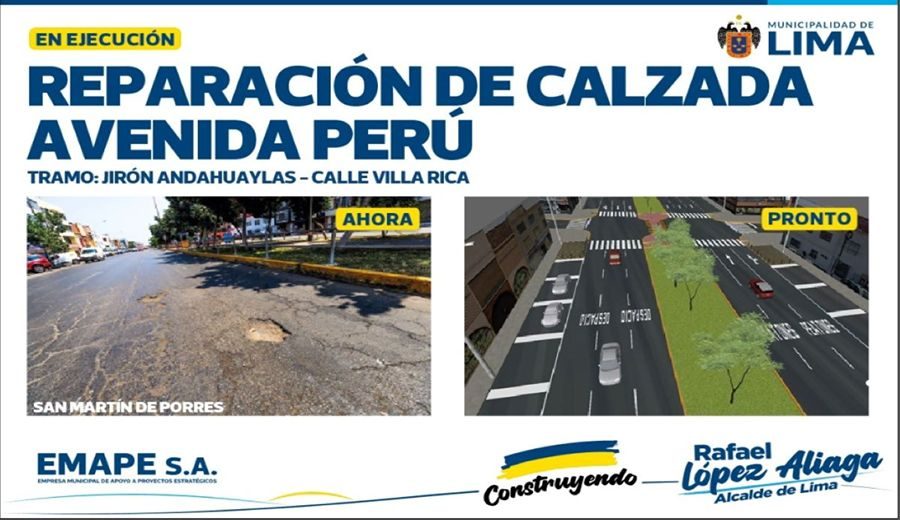 Plan de desvío en avenida Perú: Mejoras viales en San Martín de Porres