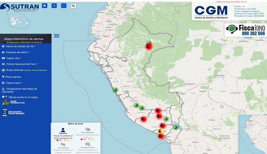 Sutran: siete puntos de la Red Vial Nacional interrumpidos por movilizaciones